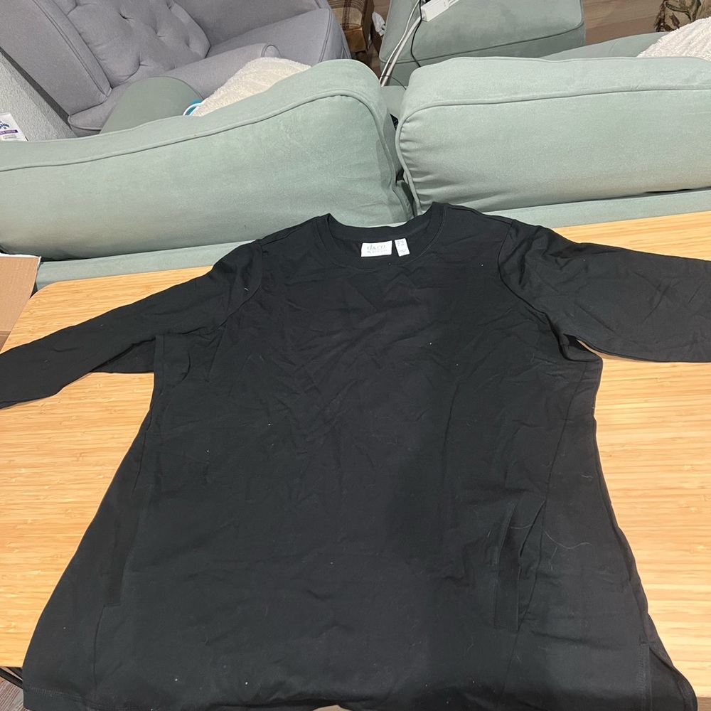 🖤 D&Co Active Crewneck Sweater – Black – Size 1X – POCKETS